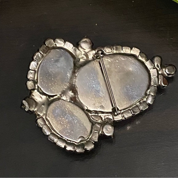 Stunning Vintage Black Cat Eye Moonstone Large Heavy Revival Brooch 66.5g - Picture 11 of 12